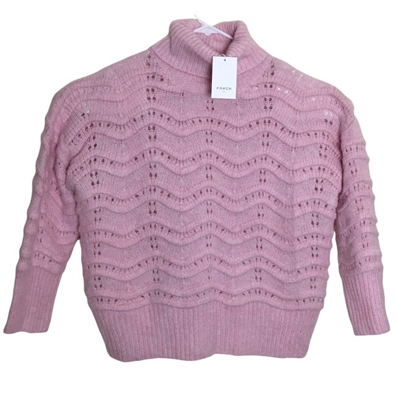 Frnch Cable Knit Turtleneck Sweater Pink NWT - Picture 5 of 6